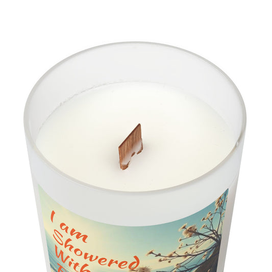 "I am Showered with Blessings" - Frosted Glass Candle, 11oz