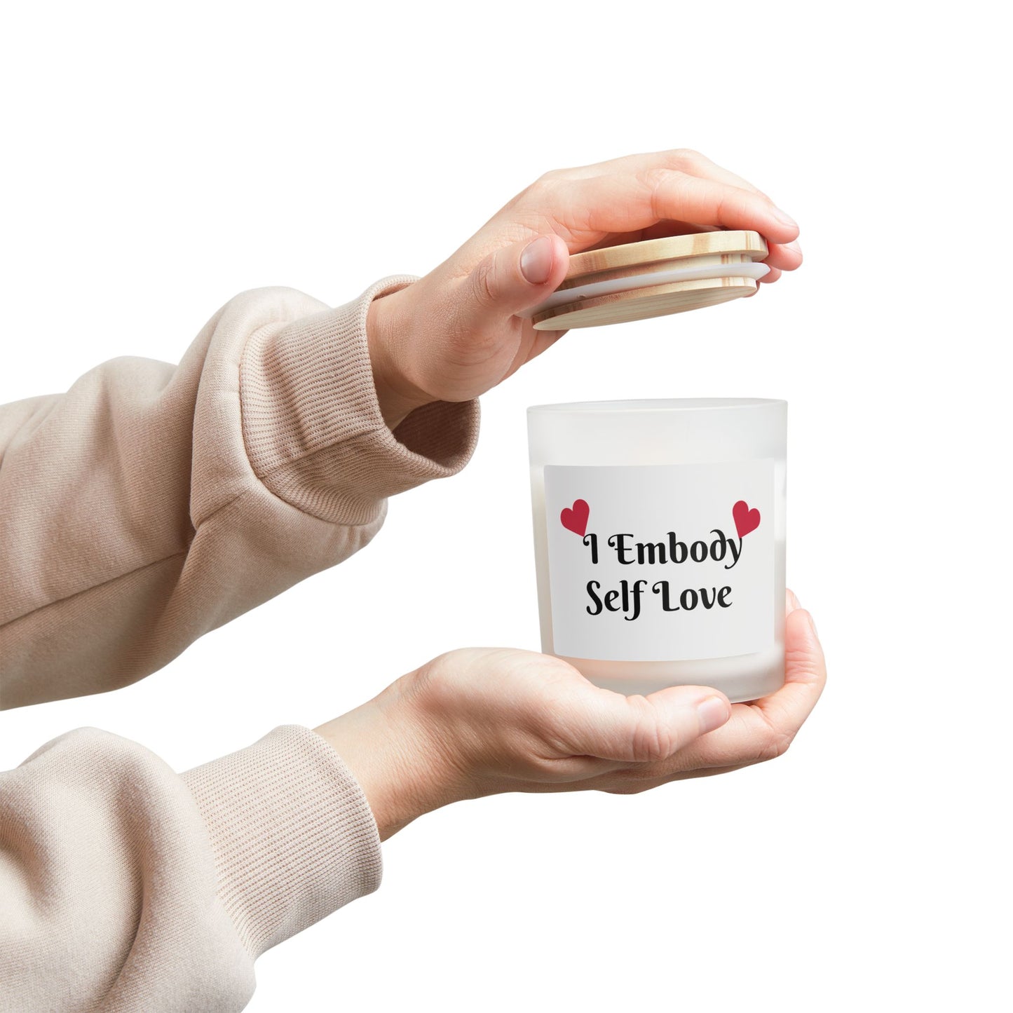 "I Embody Self Love" - Frosted Glass Candle, 11oz