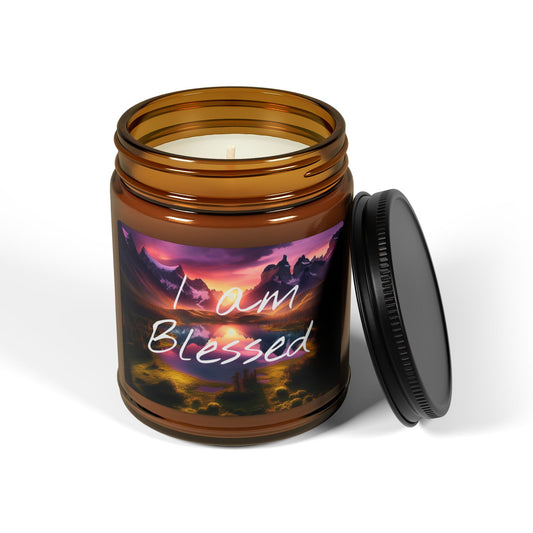 "I Am Blessed" - Scented Soy Candle in Amber Jar, 4oz & 9oz