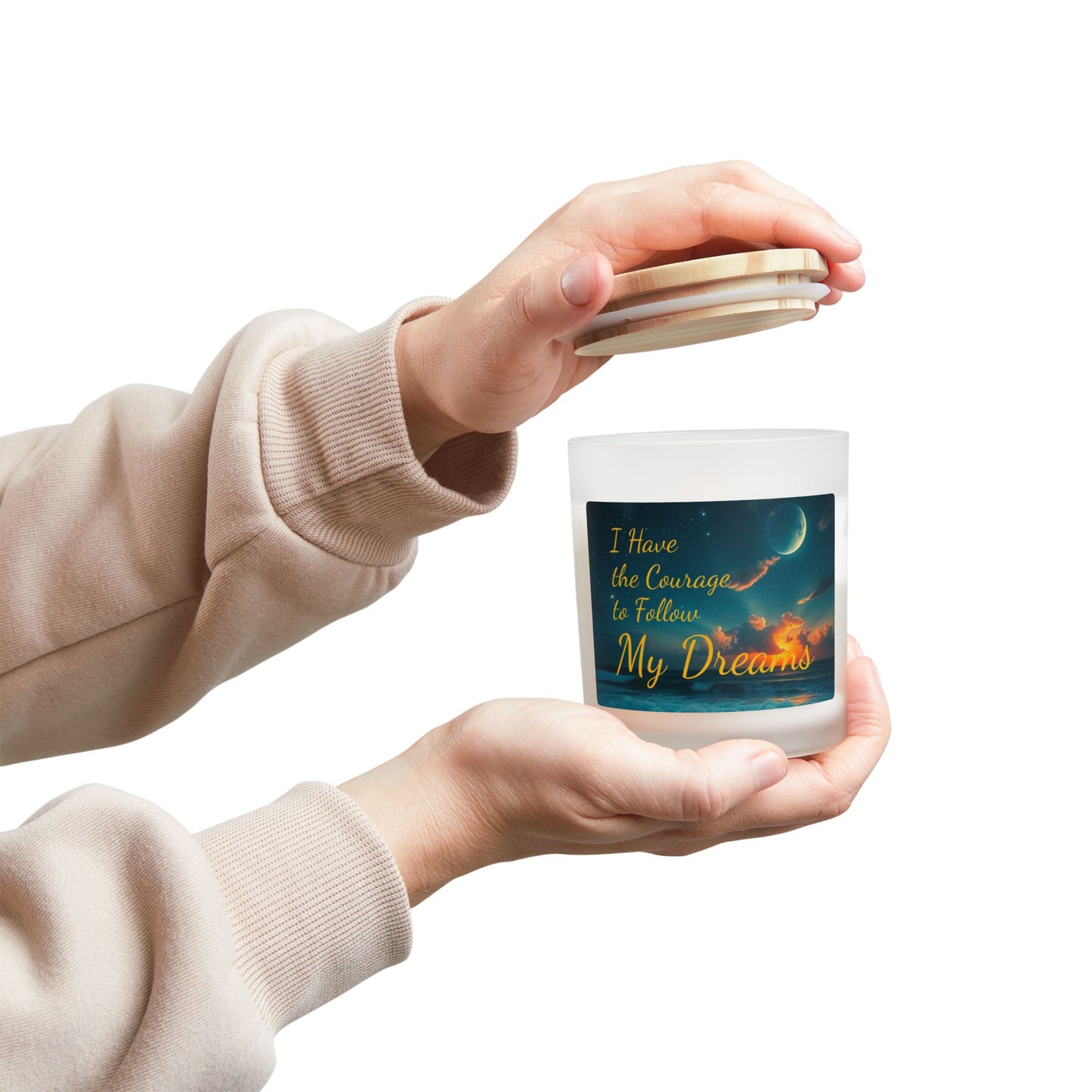 "I Have the Courage to Follow My Dreams" - Frosted Glass Candle, 11oz