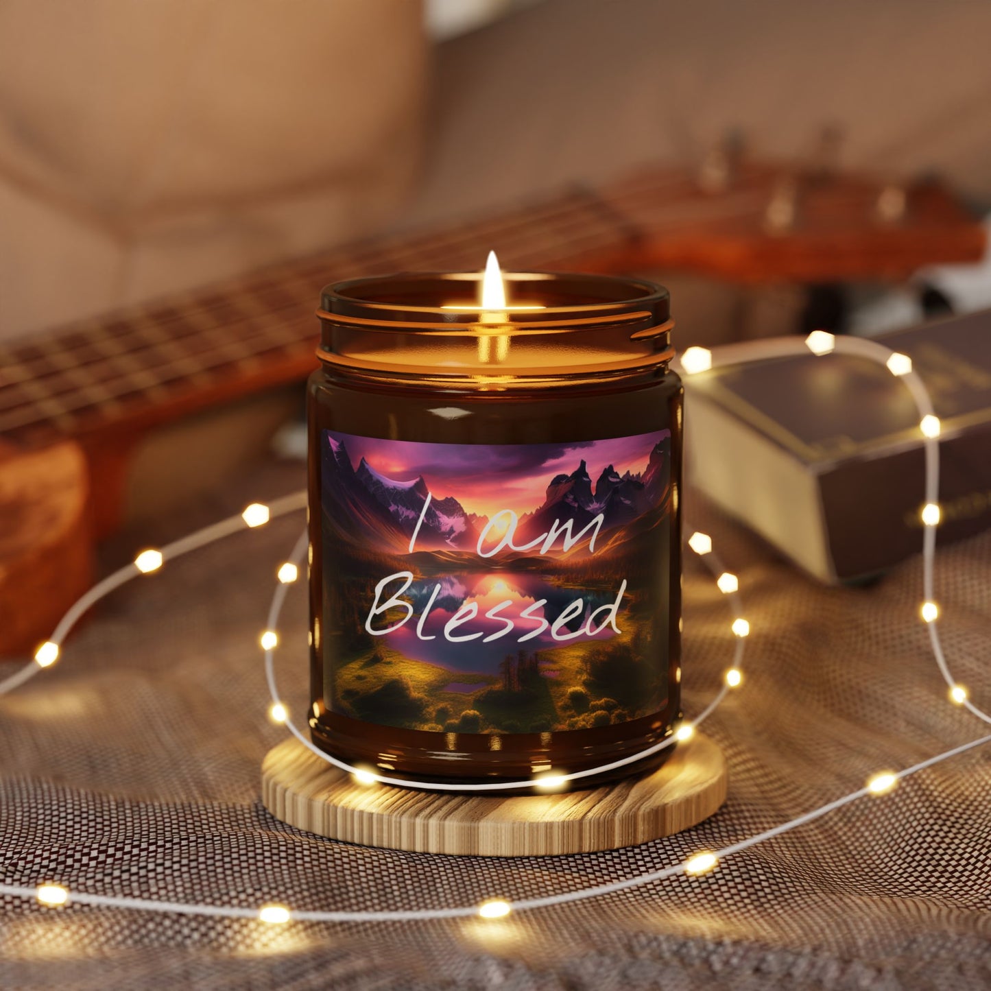 "I Am Blessed" - Scented Soy Candle in Amber Jar, 4oz & 9oz