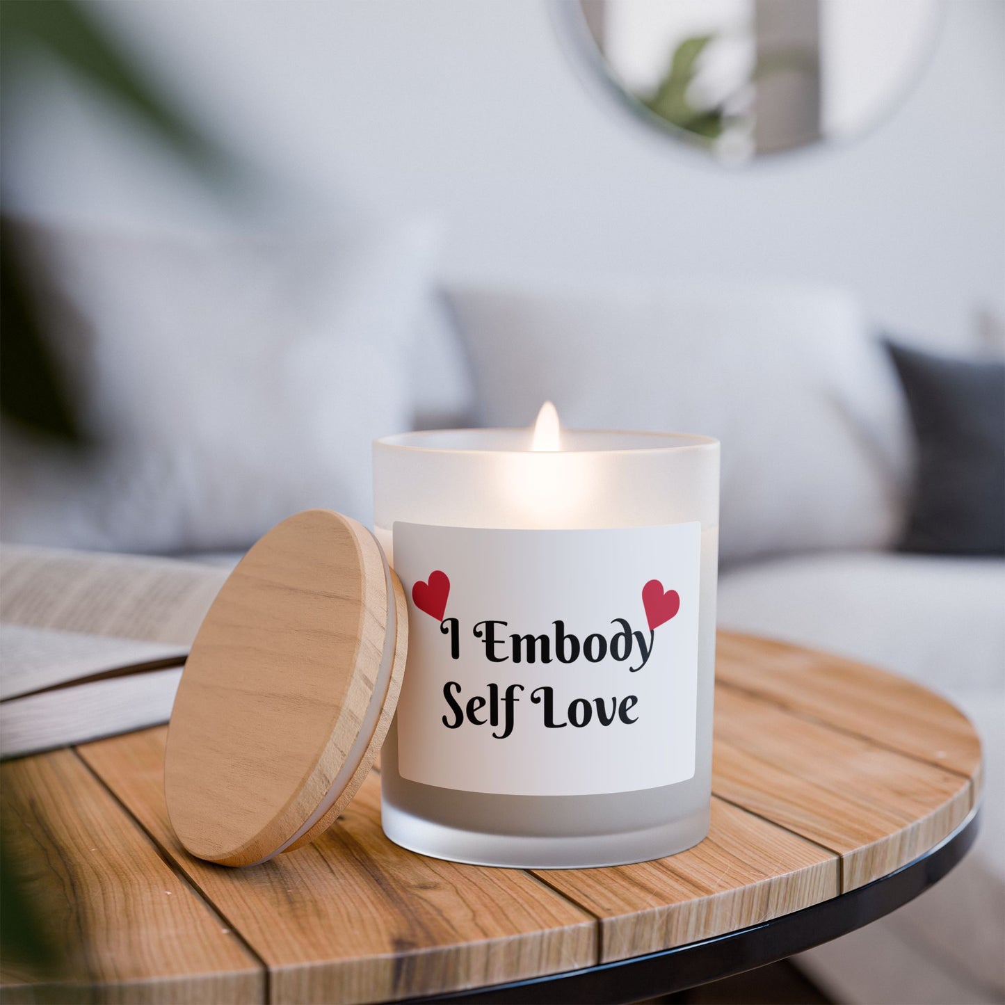 "I Embody Self Love" - Frosted Glass Candle, 11oz