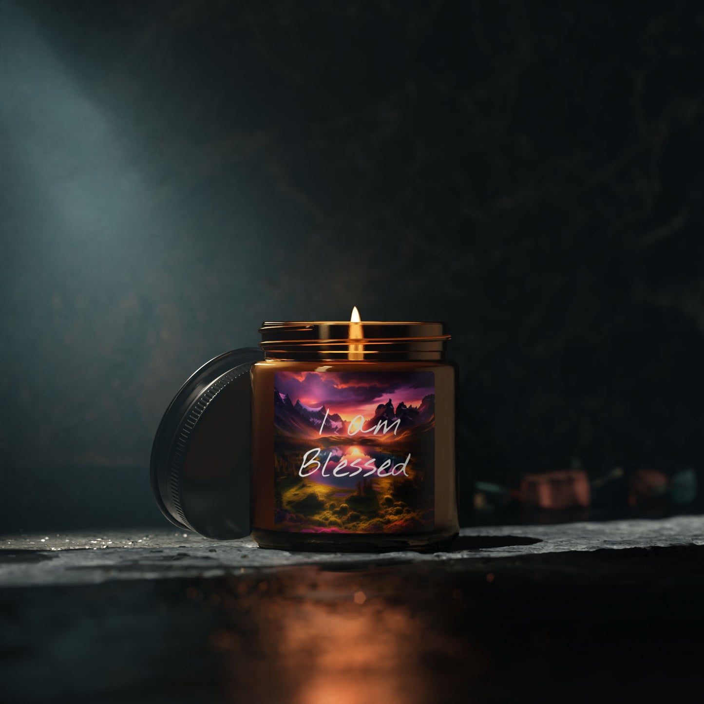 "I Am Blessed" - Scented Soy Candle in Amber Jar, 4oz & 9oz