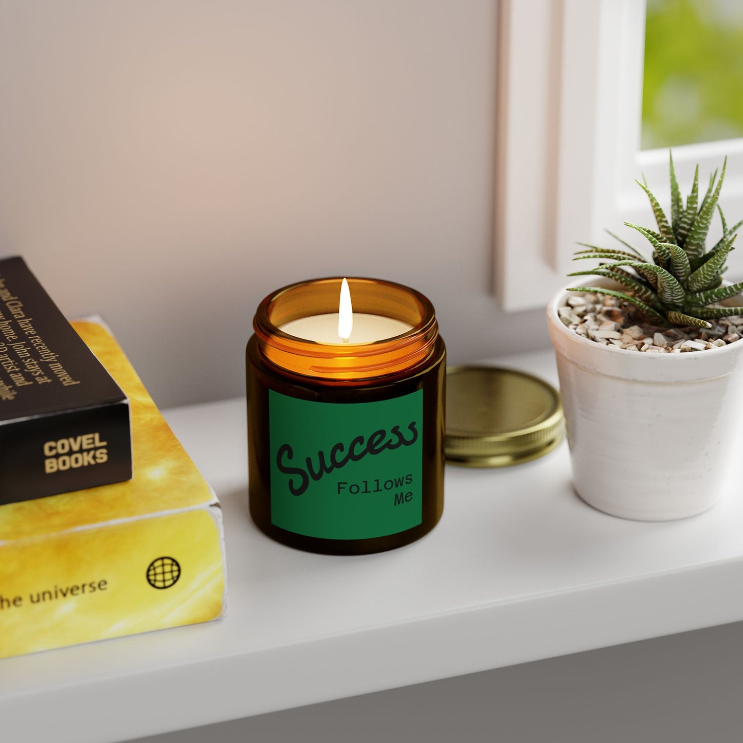 "Success Follows Me" - Coconut Apricot Wax Candle, 4oz & 9oz