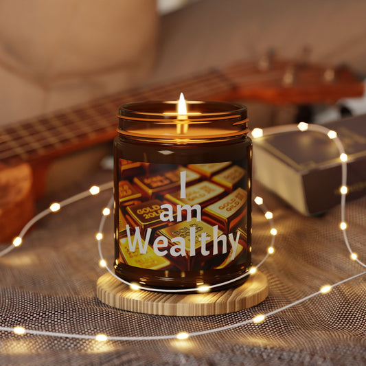 "I Am Wealthy" Scented Soy Candle - Multi-Size Amber Jar