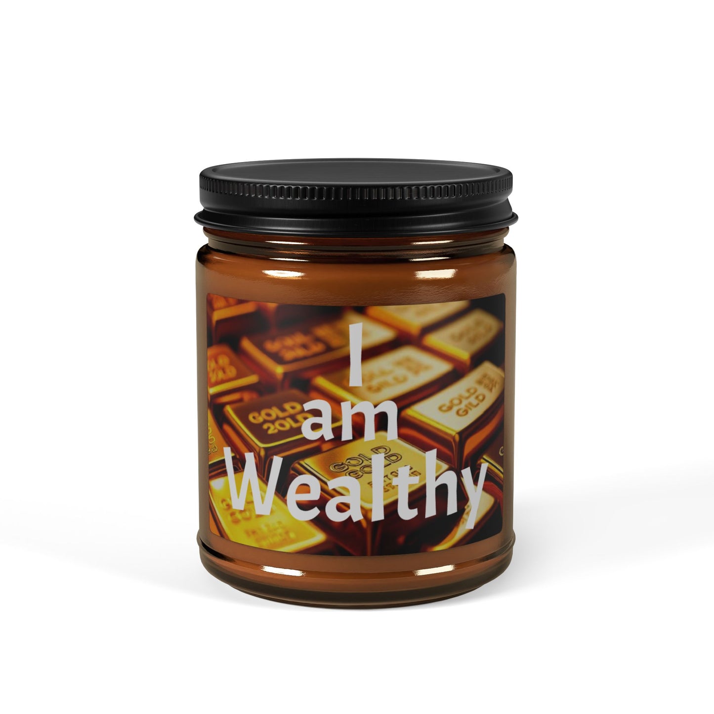 "I Am Wealthy" Scented Soy Candle - Multi-Size Amber Jar