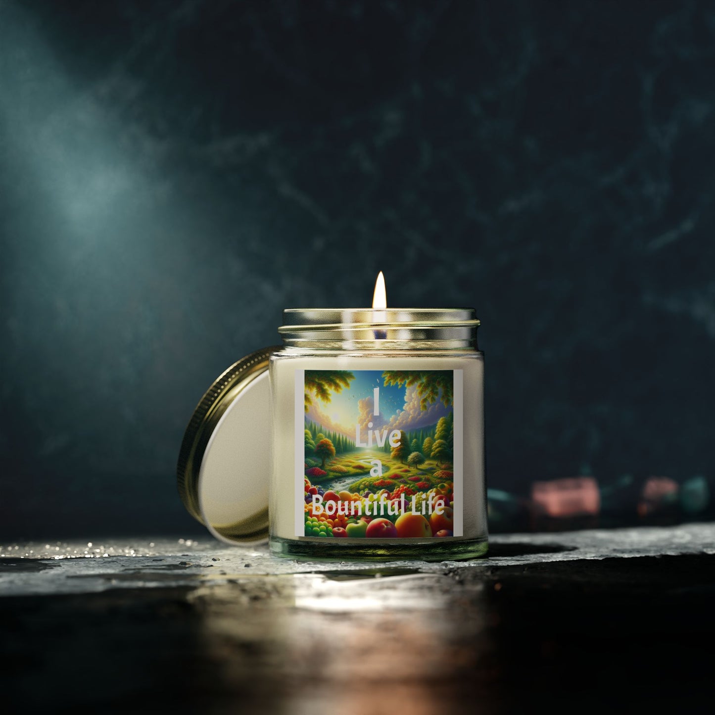 "I Live a Bountiful Life" - Coconut Apricot Wax Candle, 4oz & 9oz