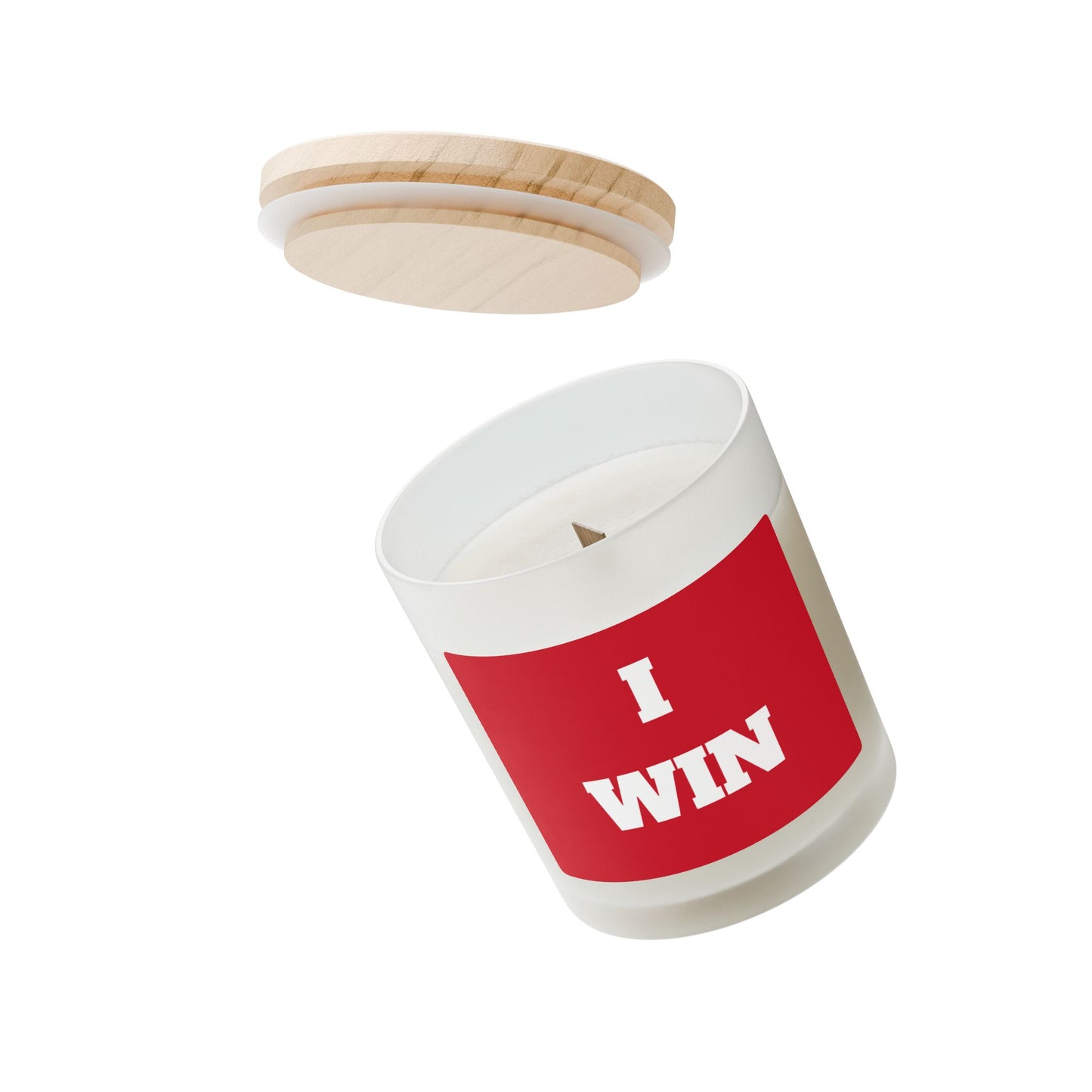 "I WIN" -  Frosted Glass Candle, 11oz