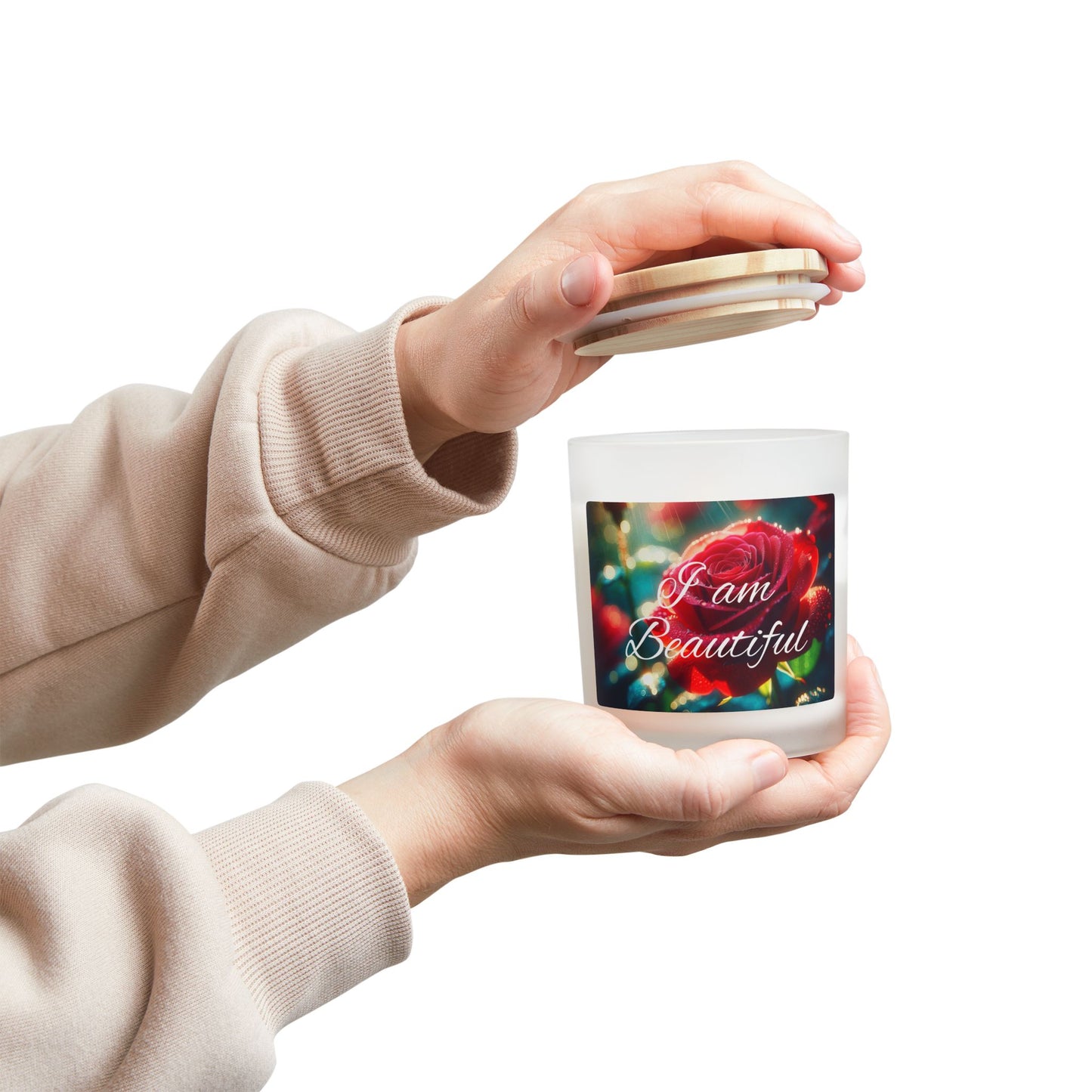"I Am Beautiful" - Frosted Glass Candle, 11oz
