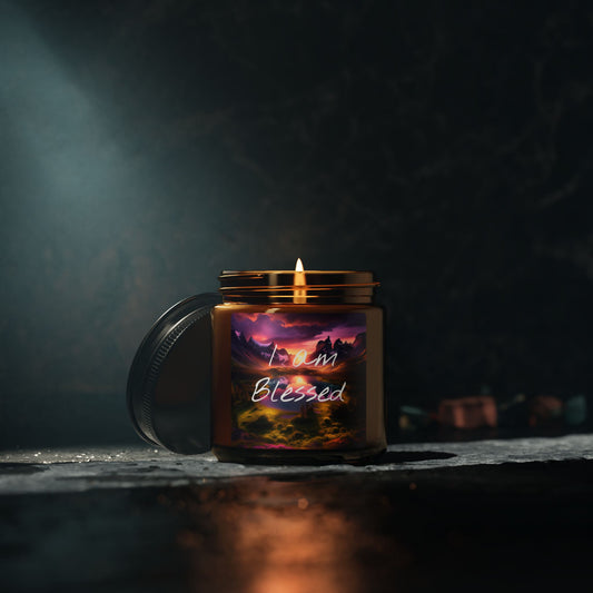 "I Am Blessed" - Scented Soy Candle in Amber Jar, 4oz & 9oz